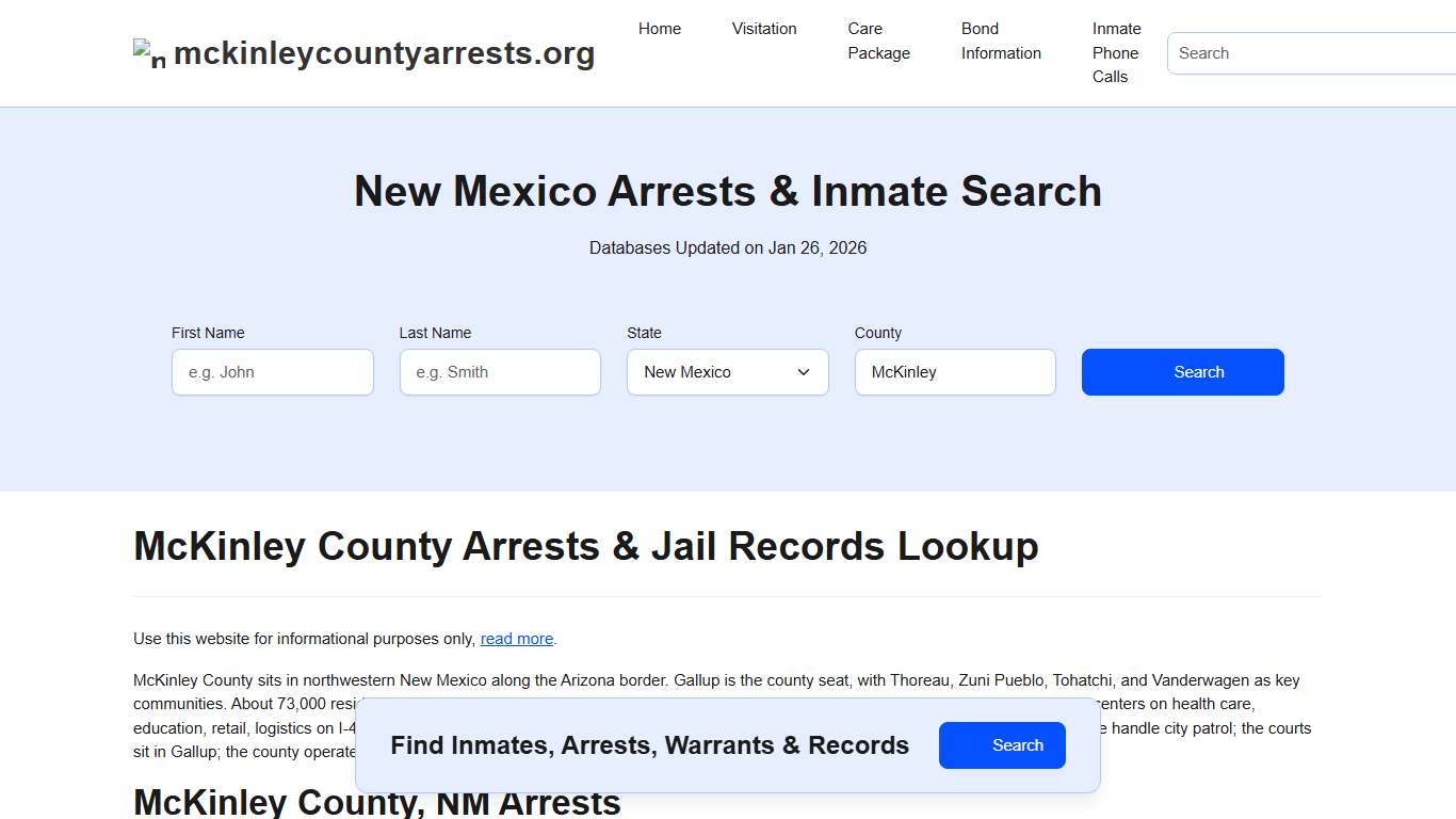 McKinley County, NM Arrests, Warrants, Police Records Search