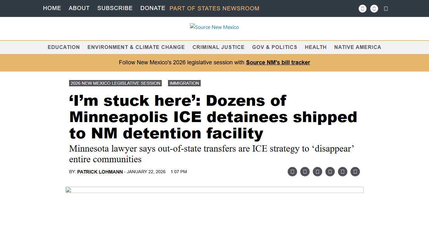 ‘I’m stuck here’: Dozens of Minneapolis ICE detainees shipped to NM detention facility • Source New Mexico
